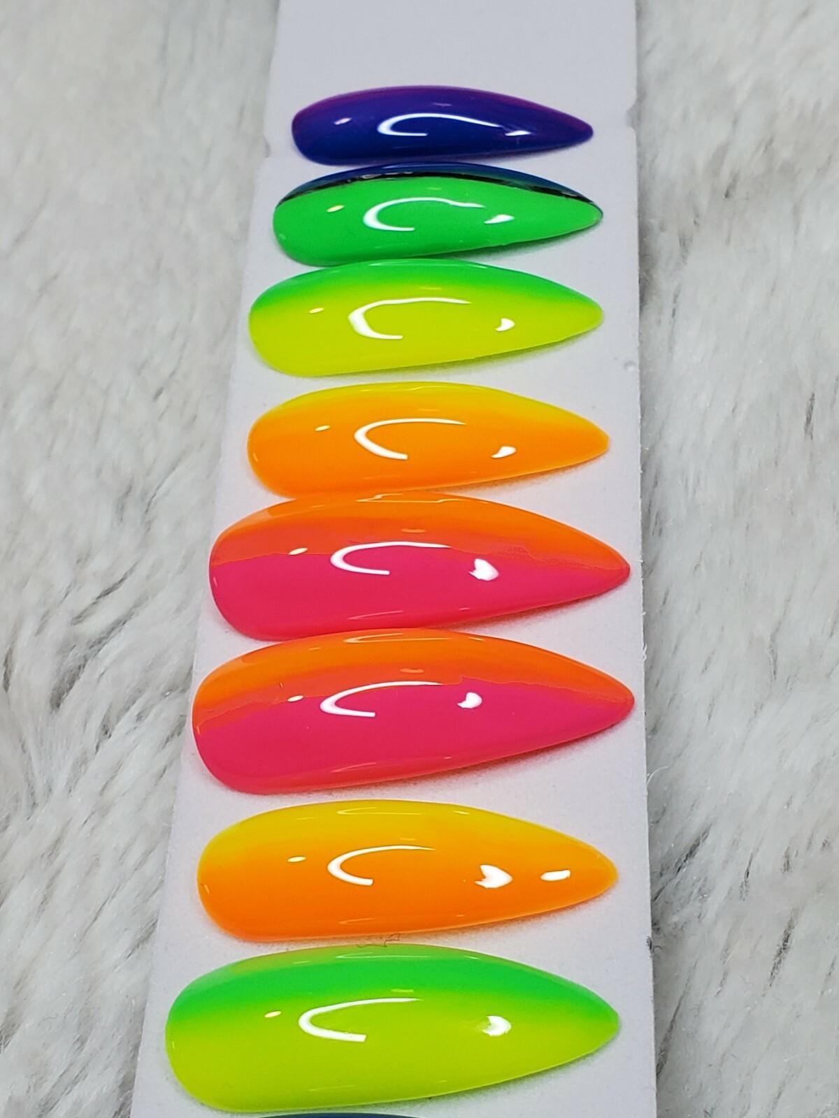 Neon Rainbow ombre stiletto nails Gel Press On nails pride pink orange yellow