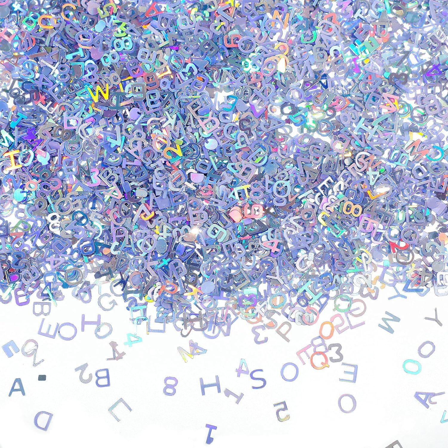 3500 Pieces Alphabet Number and Letter Glitter 6 mm Confetti Holographic Laser