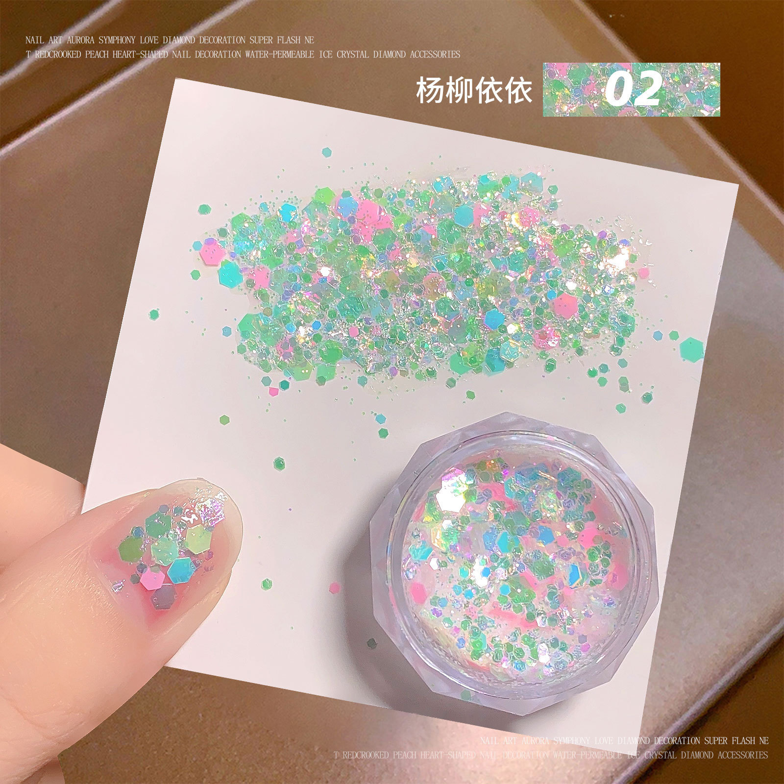 Mixed Colorful Holographic Nail Glitter Powder Sequins Nail Flakes Chrome 3D DIY