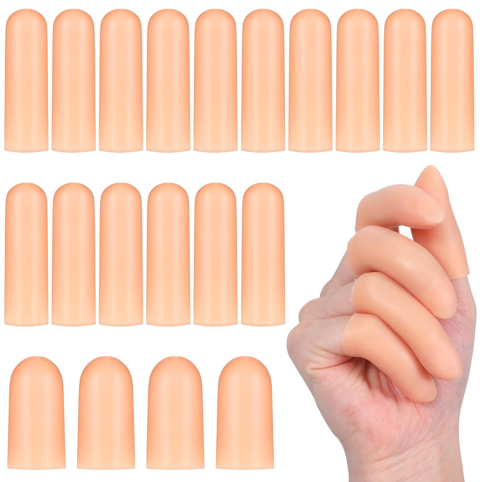 20 Pcs Gel Finger Cots Protectors Silicone Finger Caps Thumb Fingertip Covers