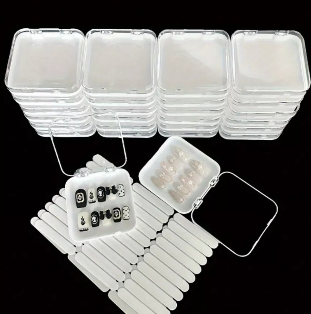 24 Pcs Press On Nail Storage Box in white, Acrylic Fake Nail Display Case w…
