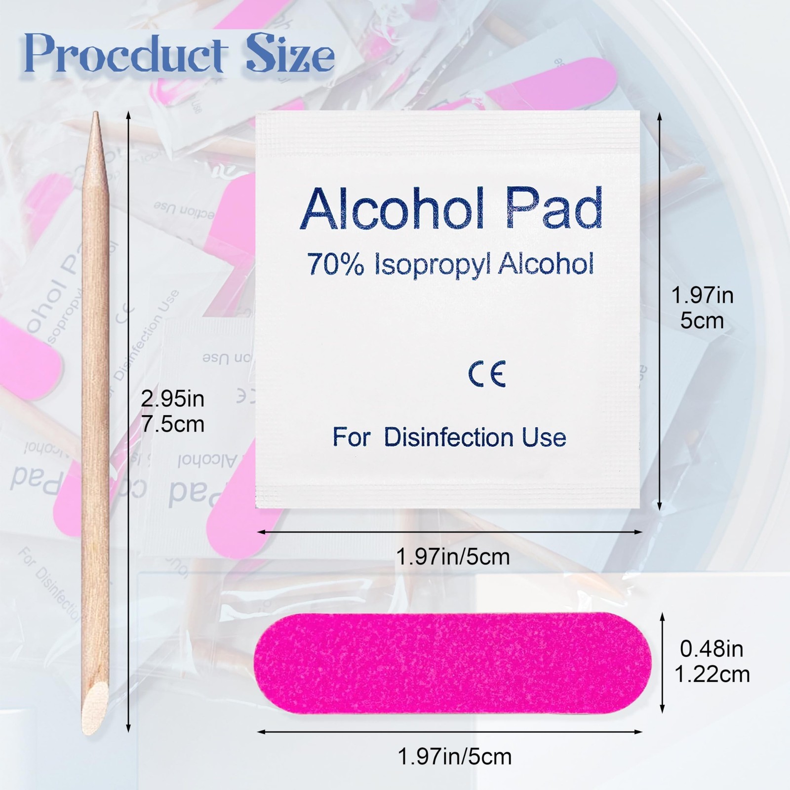 30 Pack Disposable Manicure Kit Individually Packed 3-Piece Mini Press on Nai…