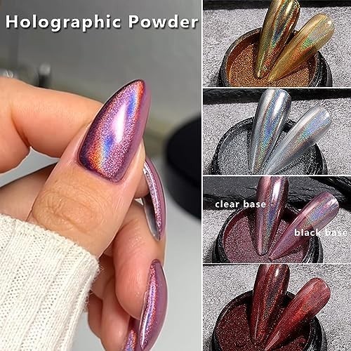 Set de Polvo Cromado para Uñas 16 Colores Efecto Metalizado y Holográfico