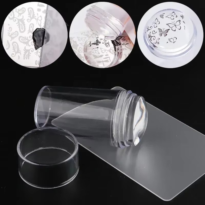 Silicone Head Nail Stamp Set with Scraper French Nail Art Template DIY Tool Lot