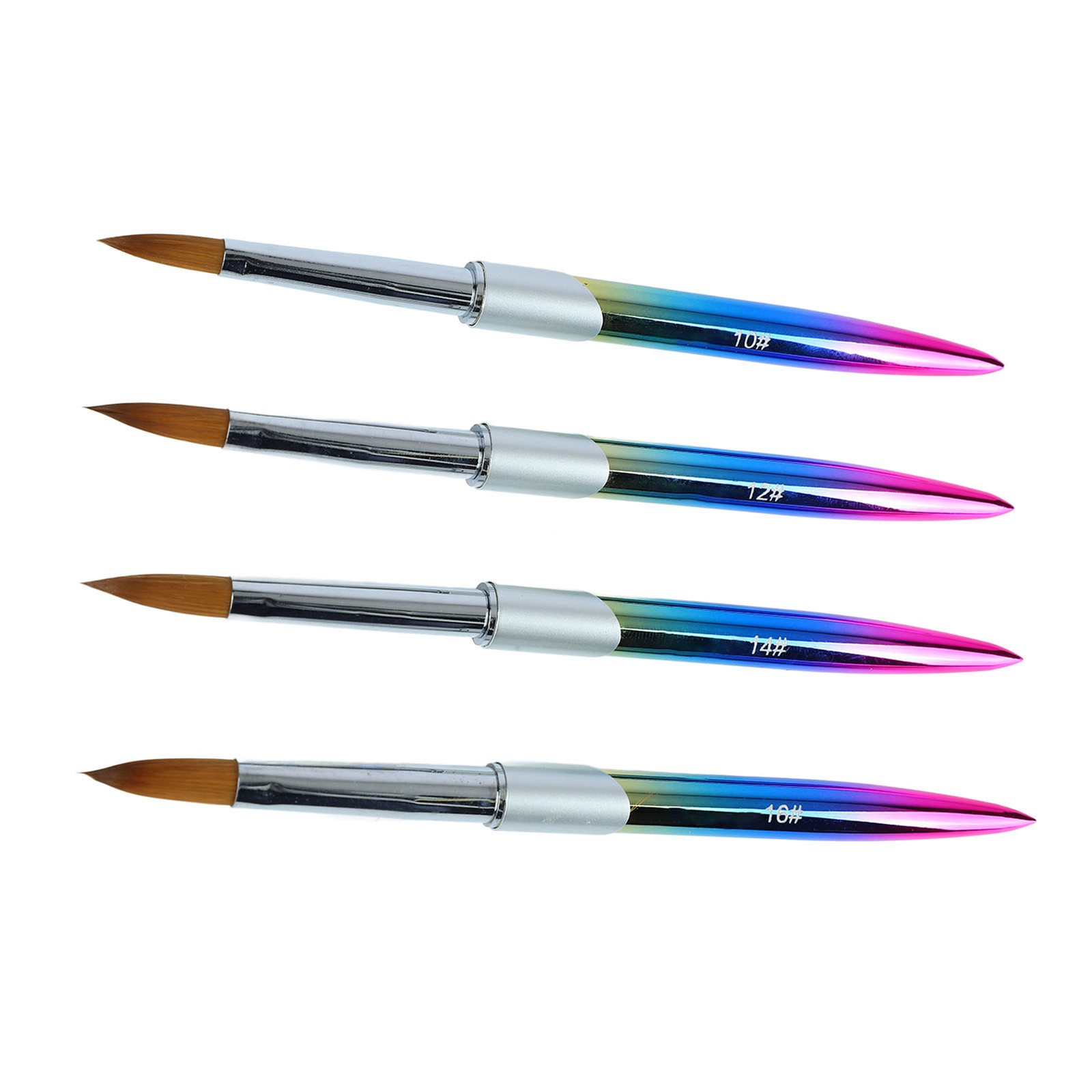 4pcs Nail Art Brush Set Aluminum Tube Ergonomic Handle Firm Flexible Soft Hair