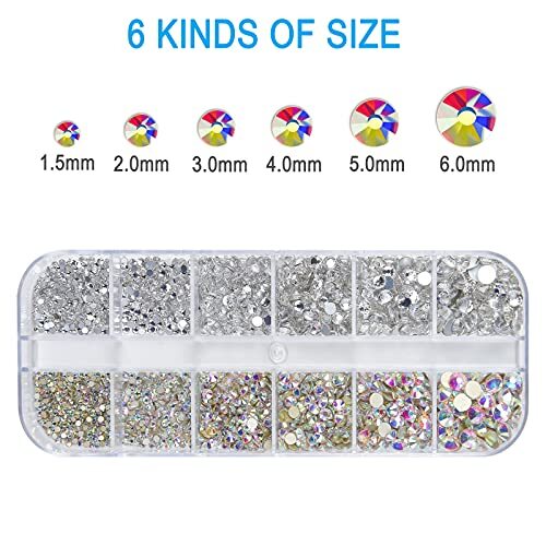 Nail Art Rhinestones Kit 2400pcs Nail Gems Ab Flatback Rhinestones Gems Stone…