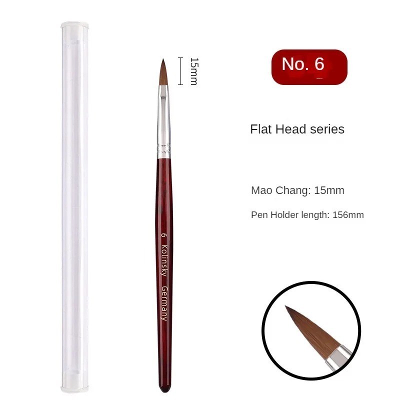 Kolinsky Acrylic Nail Brush Mink Hair Wooden Handle Nail Art Gel Builder 4-14