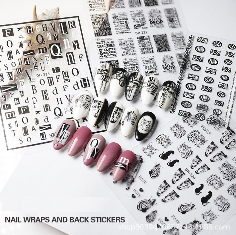 3D Nail Art Stickers Decal Manicure Snake Leopard Letters Love Star Moon NH12