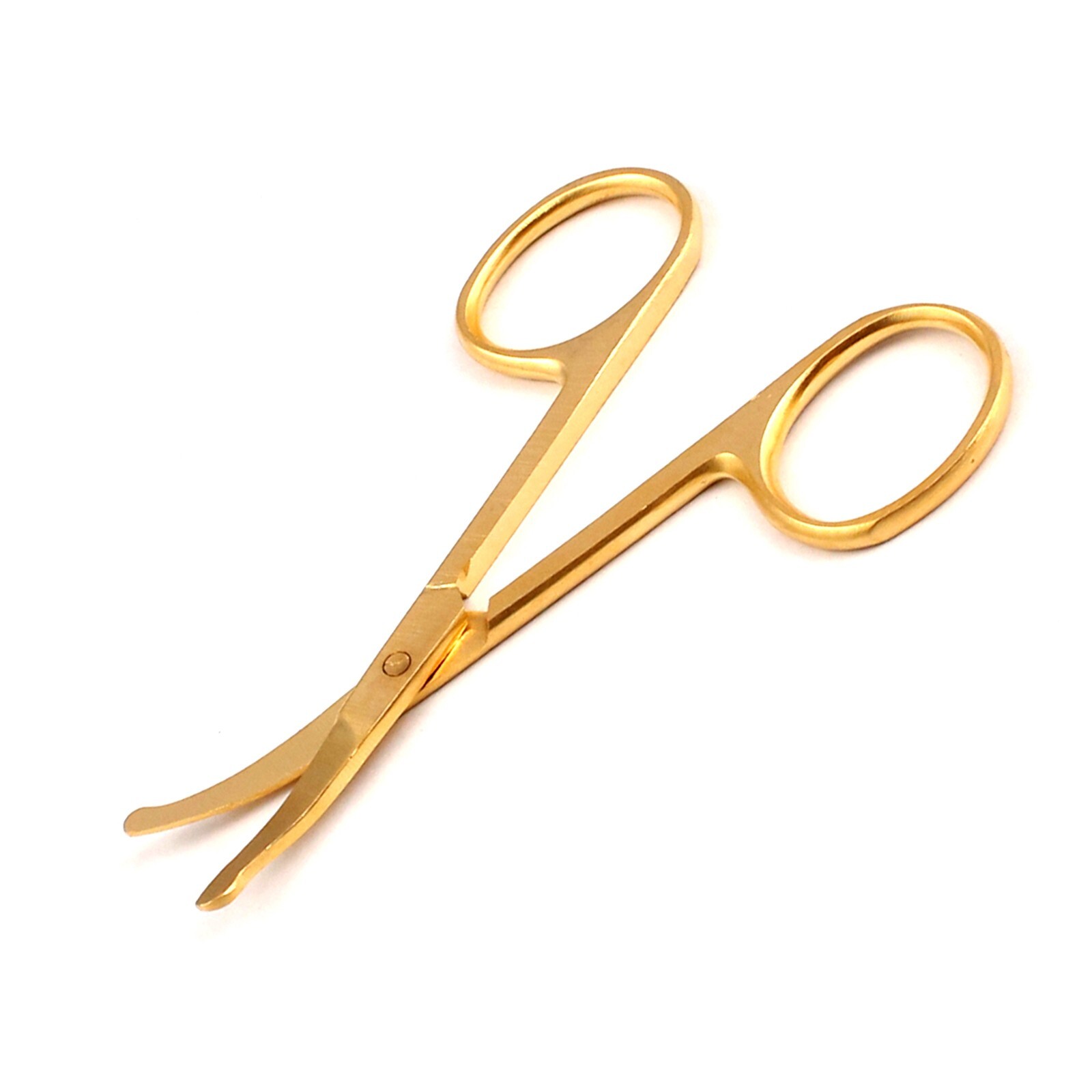 Safety Scissors Trimmer Nose Hair Scissors 3.5” Curved Gold Ear Facial Trimmers