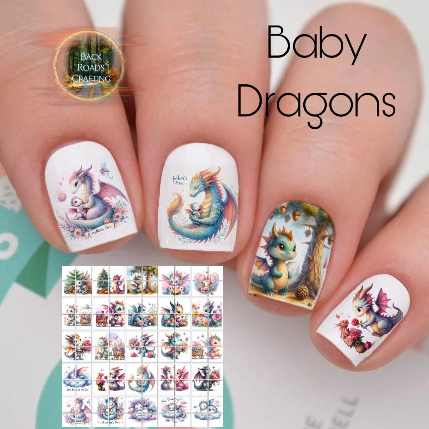 Baby Dragons Waterslide Nail Art Decals Set Of 50 Instructions & Bonus