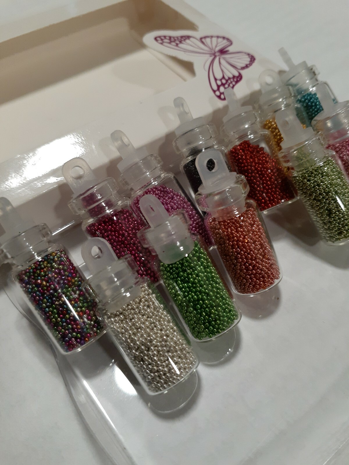 Micro beads caviar nail art Decoration set 12 small bottles mixed colors