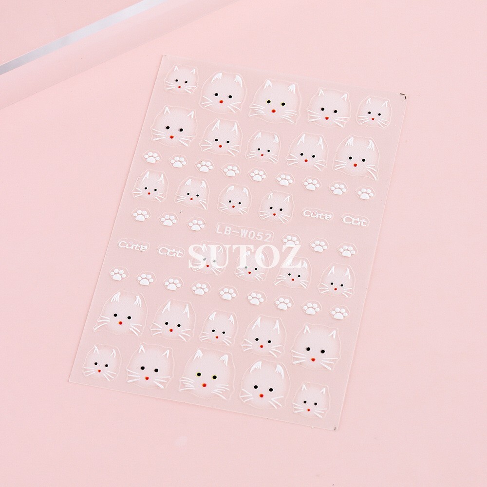 2Sheets Cartoon Cute Cat Paw French Nail Stickers Decoration LBW52/53 NS53