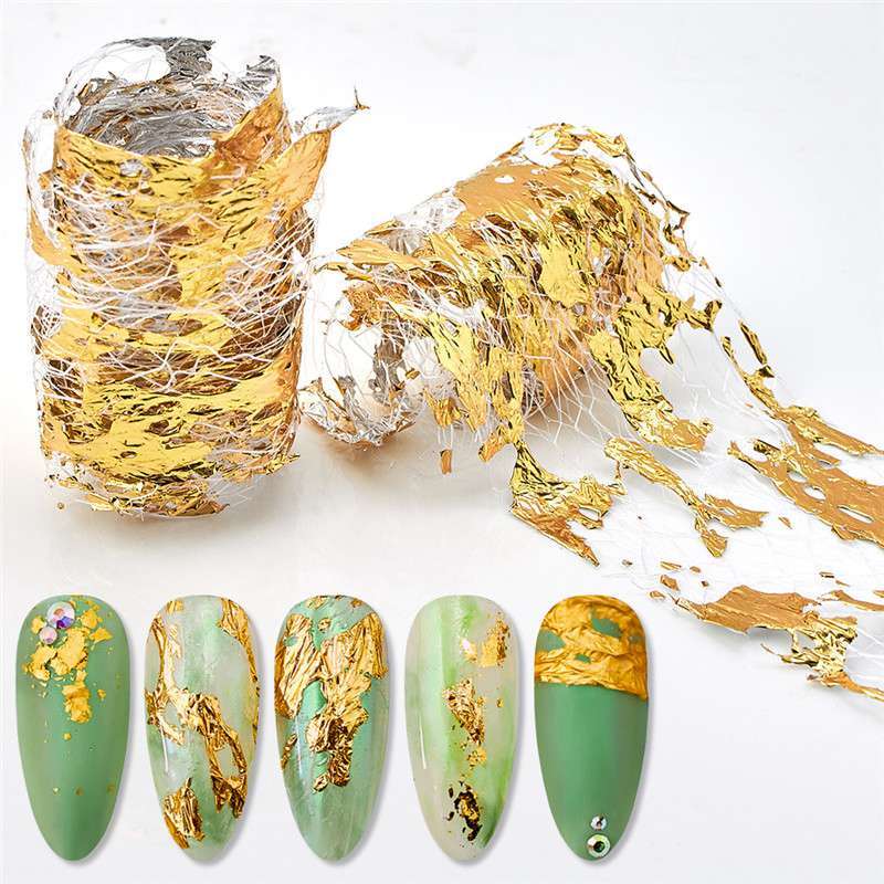 3D Mesh Nail Sticker Tape Adhesive 1PC Silk Gold Silver Net Line Foil Nail Art
