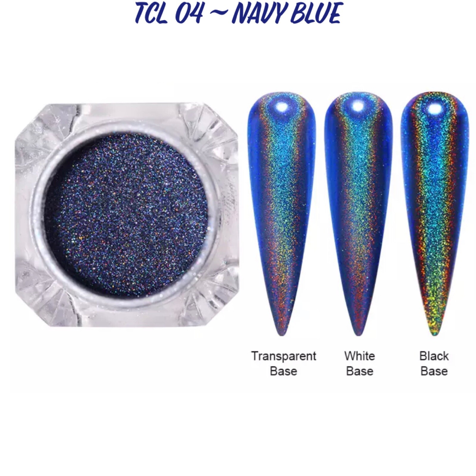 Holographic Blue Nail Chrome Powder Rainbow Glitter Navy Unicorn Pigment 1g/pot