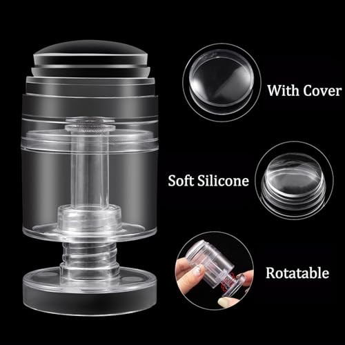 Upgraded Rotatable Nail Stamp Kit, French Tip Nail Art Stamper with Adjustable