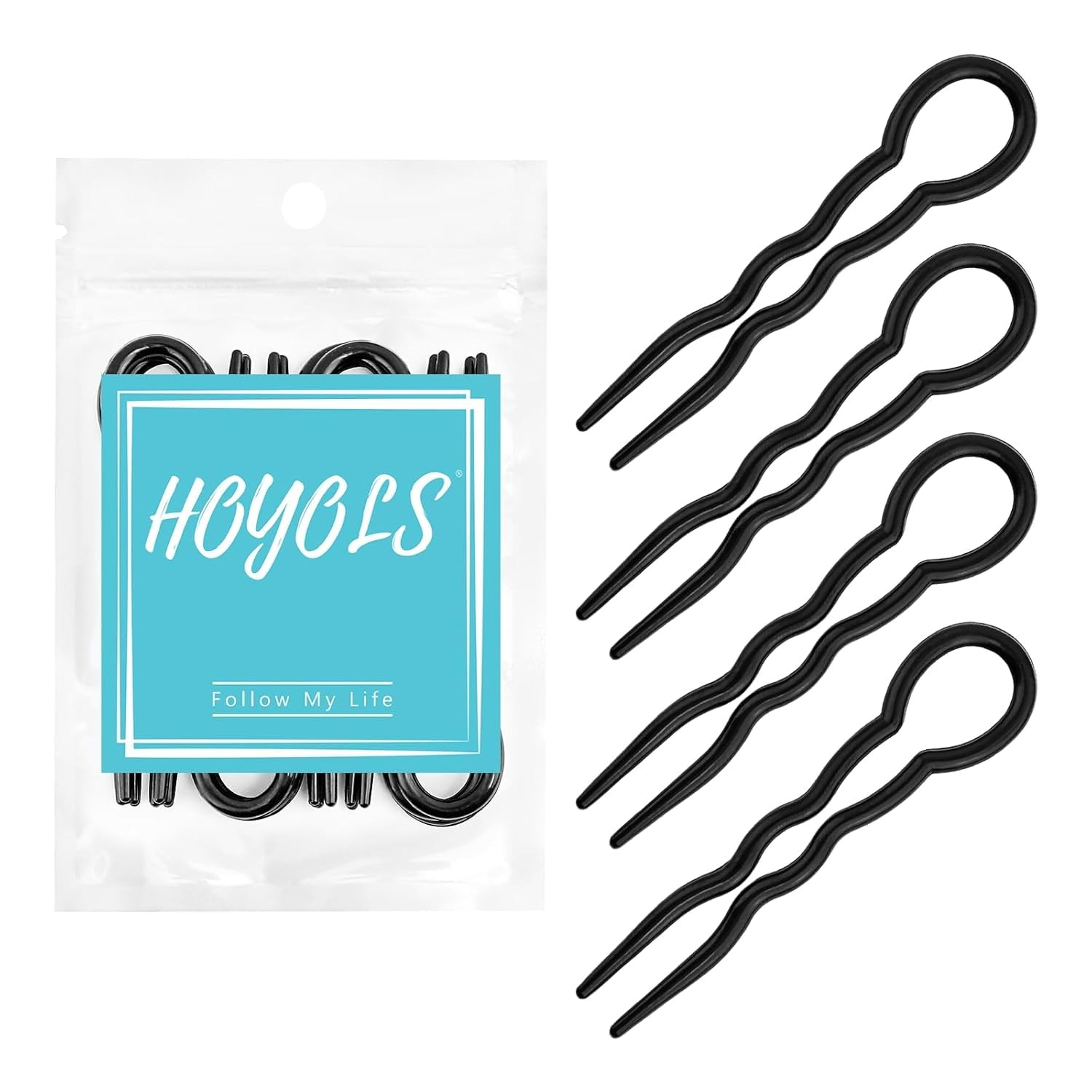 Hoyols 12 Pcs French Hair Pins for Women, 3.5 12 Count (Pack of 1), Black