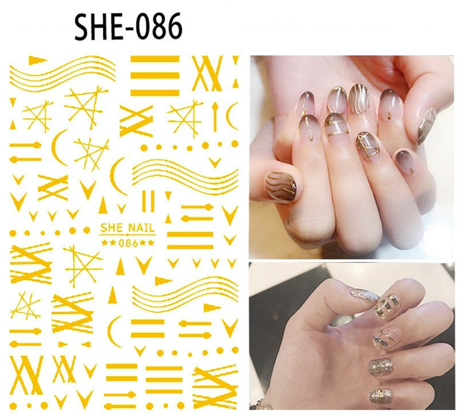 New 35 Styles 3D Gold/Silver Nail Art Sticker Rose Flower Circle Star Line Decor