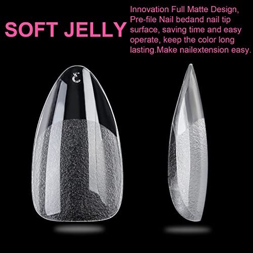 Fake Nails 216pcs Pre-shape Gel Acrylic Nail Tips for Full Cover Short Almond