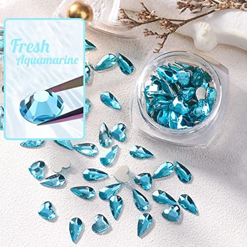 Aquamarine Nail Rhinestones Rhinestones for Nails Nail Charms A Set Water Blue
