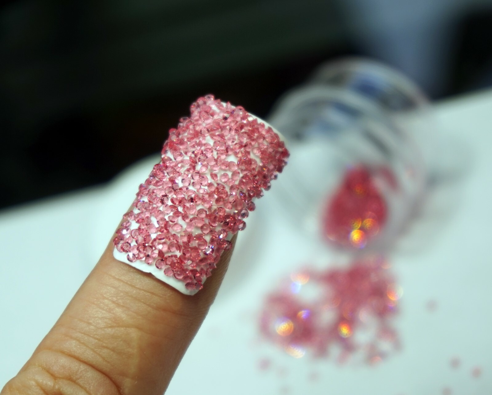 PREMIUM PINK CRYSTALS FOR NAILS 1000 Pixiecrystals Nail Art Small Gift