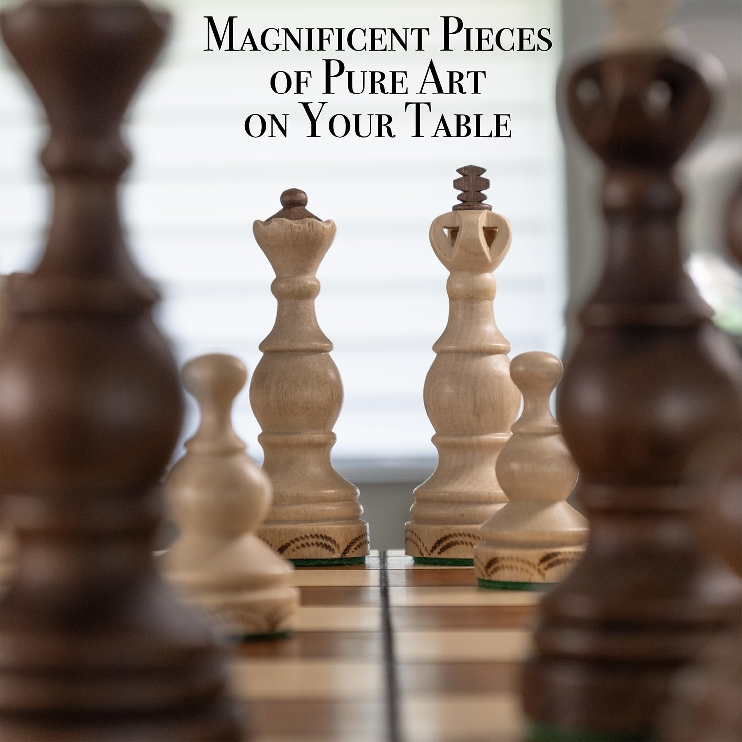 Wegiel Legate Luxury Wooden Chess Set for Adults and Kids – 46-50 cm,