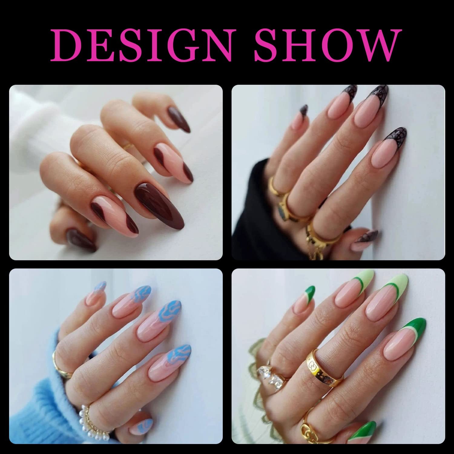 Medium Stiletto Soft 600PCS Pre Buff Full Cover Half Matte Gel Nail Tips