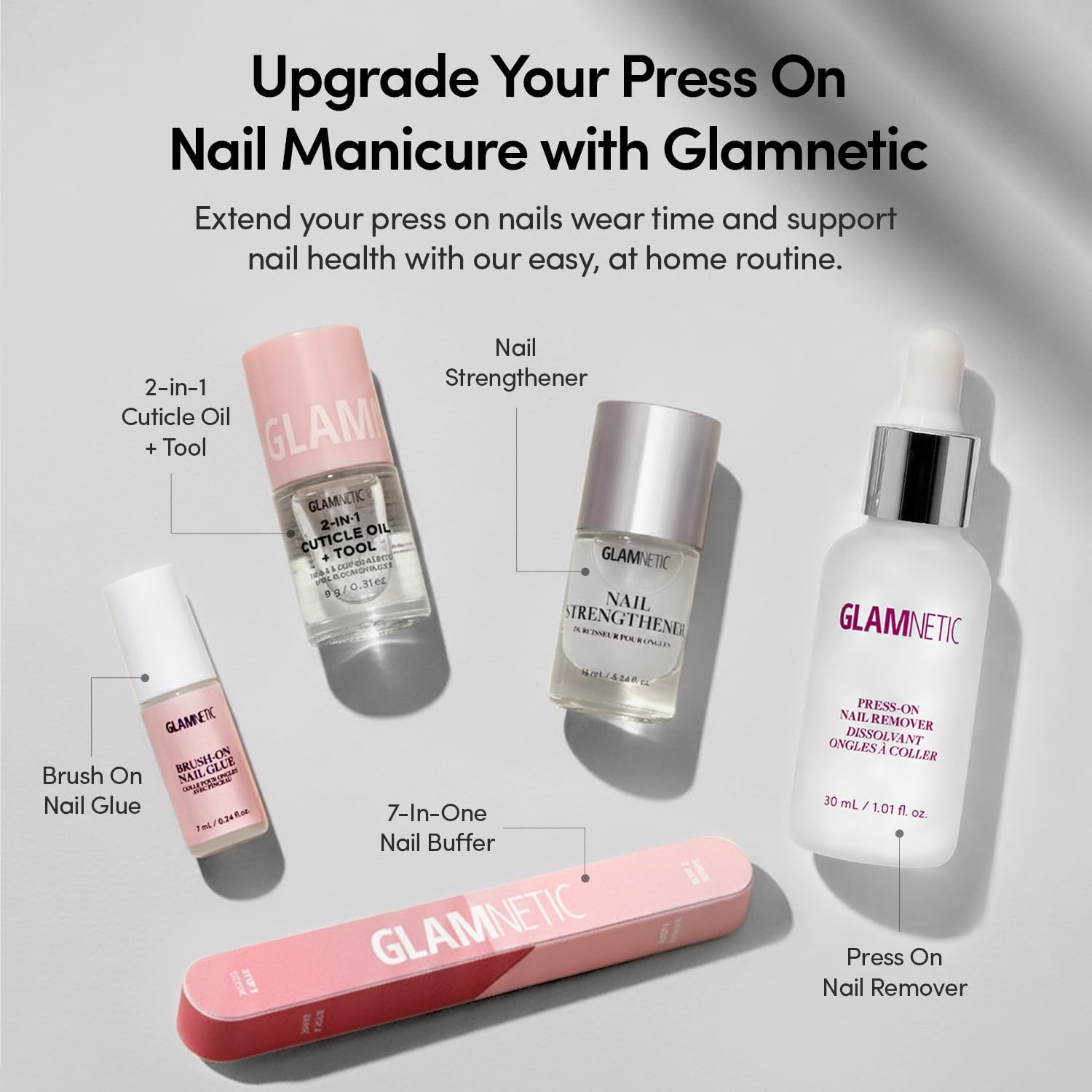 Glamnetic Short Almond Press On Nails – Glazed Fake Nails Kit, 30 Pc