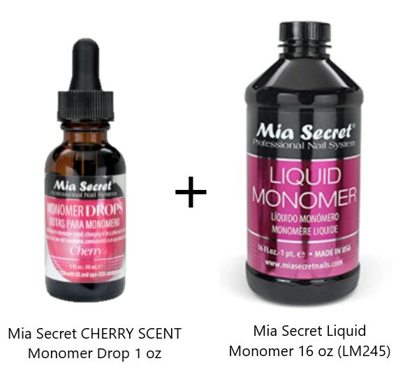NEW!!! Mia Secret CHERRY SCENT Monomer Drop 1 oz + 16 oz Monomer