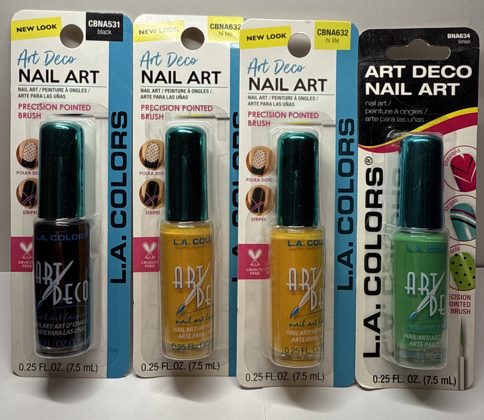 L.A. COLORS ART DECO Nail Art **0.25 FL OZ/7.5 mL ~NEW~SEALED 4 Packs