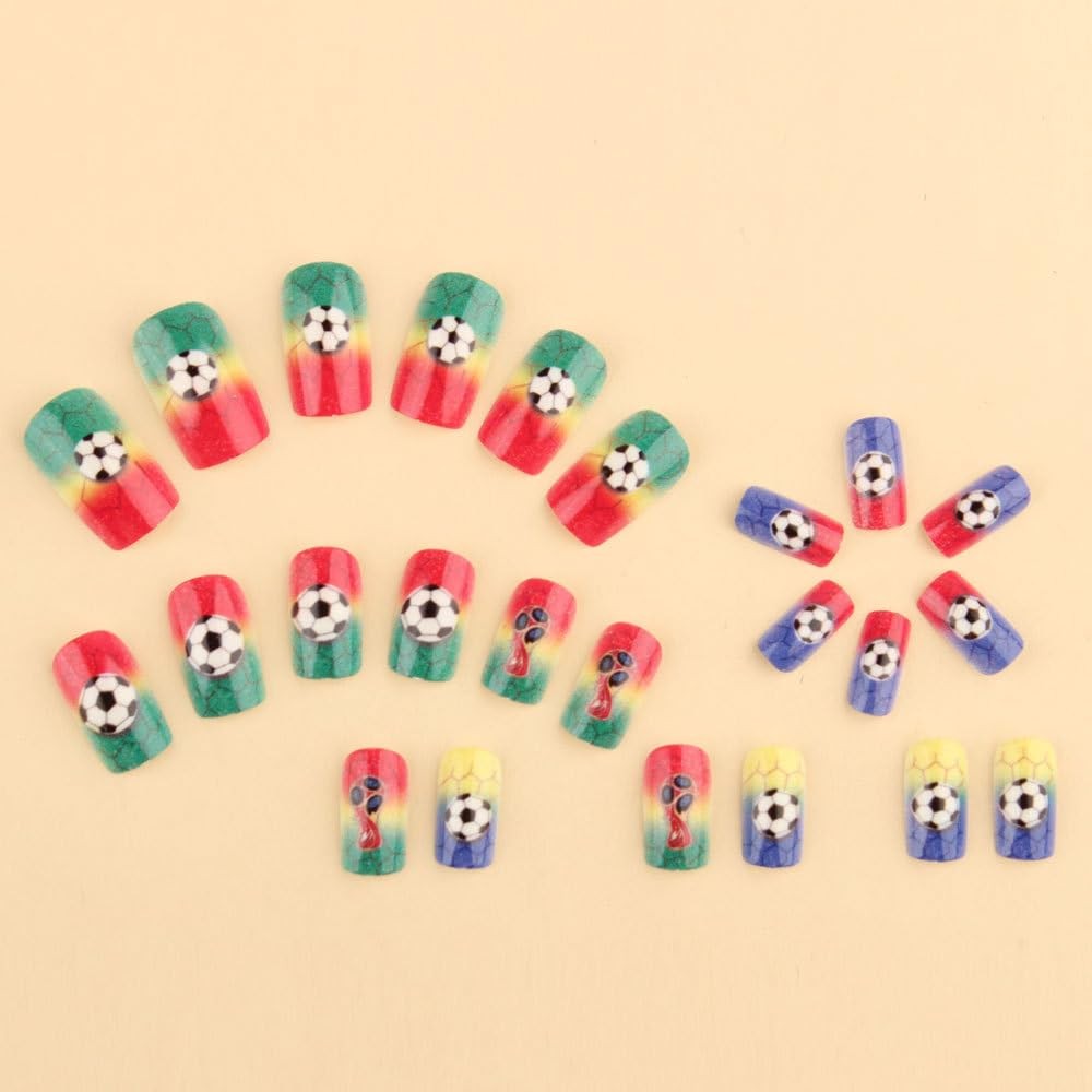 24Pcs Summer Themed Floral Press on Nails Featuring Colorful Plant Floral Pat…