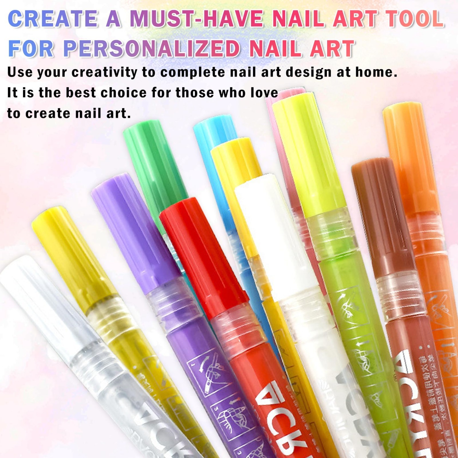60 Colors Nail Art Pens Set – Quick-Drying Acrylic Paint Markers for DIY Manicur