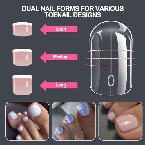 Dual Toe Forms – Poly Extension Gel Toenail 300pcs Reusable Full Square Toenail
