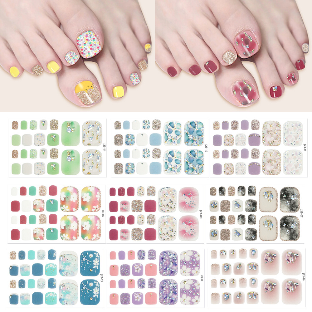 Full Size Nail Wraps Stickers Polish Toe Manicure Art Self Stick Decor 3D Decals