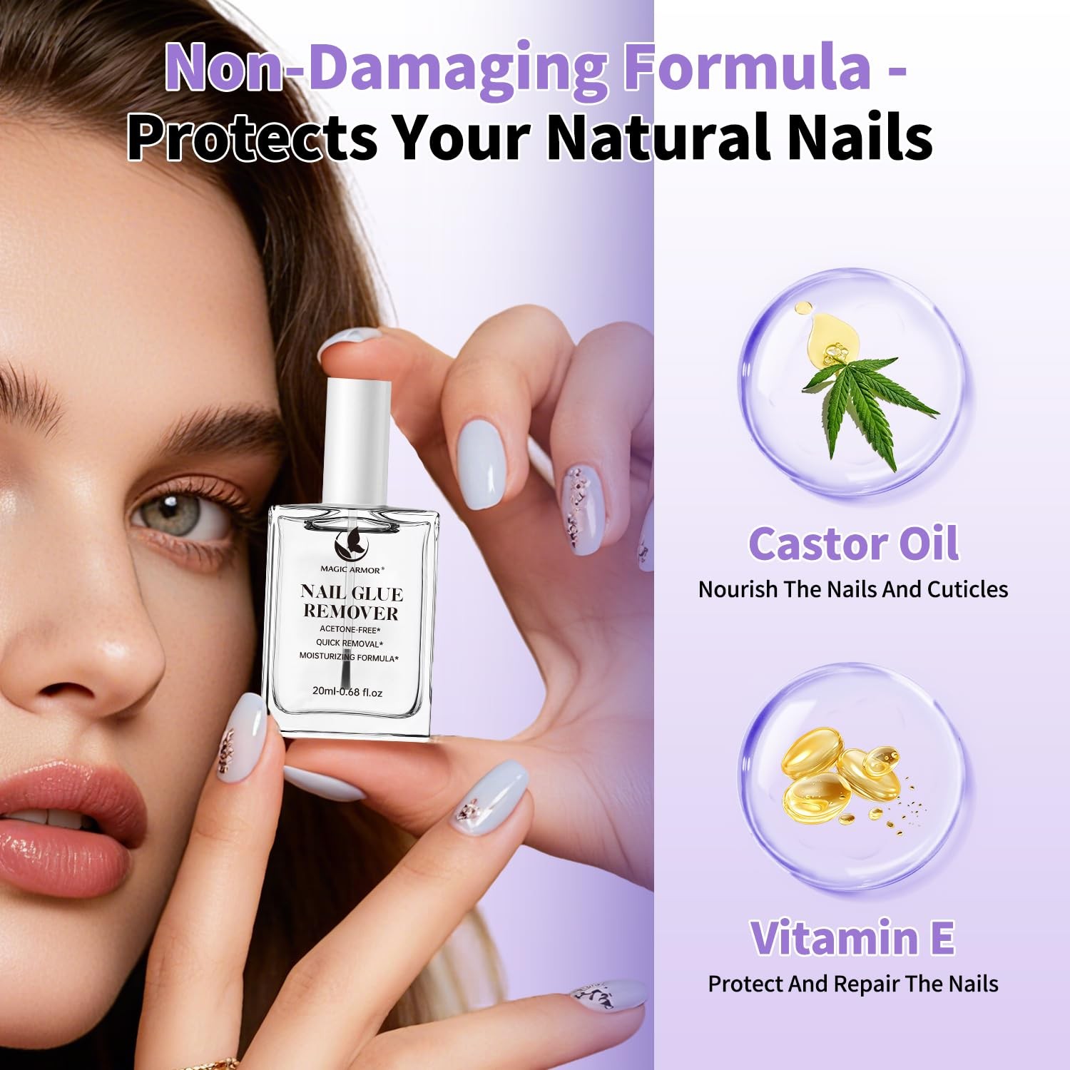 Nail Glue Remover for Press On Nails 20ml, Non-Acetone 0.68 Fl Oz (Pack of 1)
