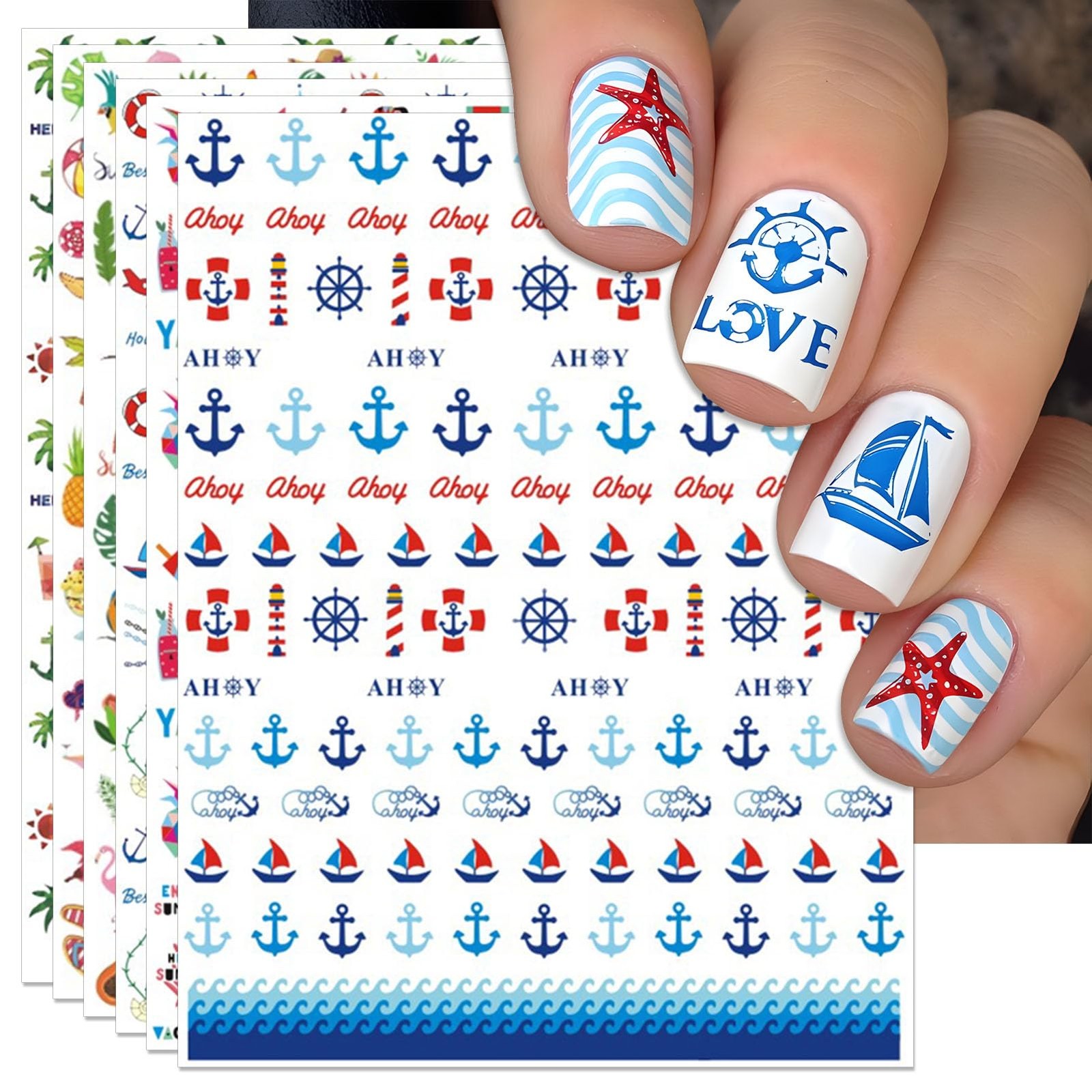 IDDFEVE Summer Nail Art Stickers Flamingo Palm Tree