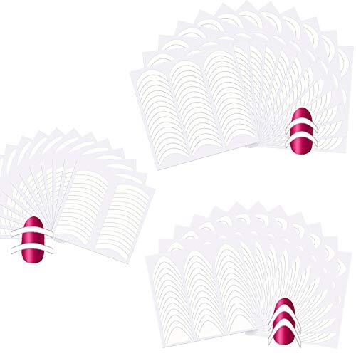 1368 Pieces 3 Designs French Manicure Nail Art Stickers, Self-Adhesive Nail
