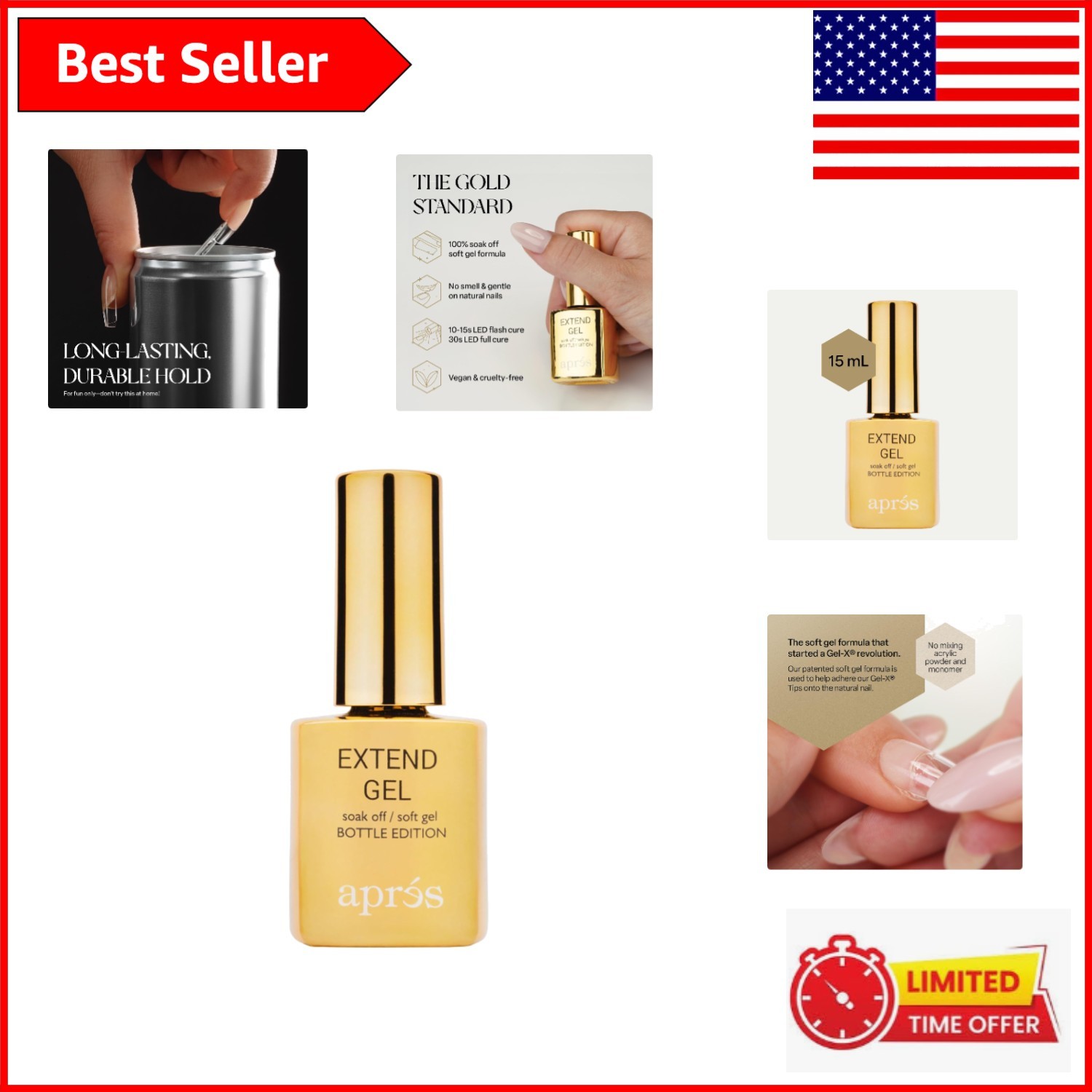 Signature Extend Gel in Elegant Gold – 15 ml for Adhesive Gel-X Nail Extensions