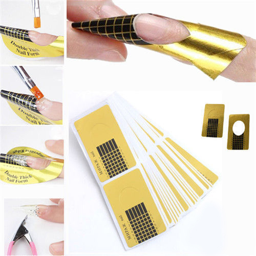 20 Nail Art Gold Guide Forms Acrylic / UV Gel Tips Extensions Manicure Stickers