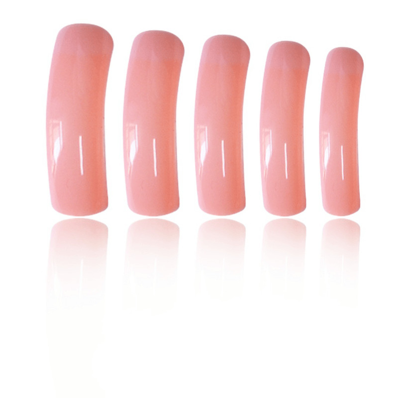 60Pcs Extra Long Almond Nails, Solid Nude Pink Glossy Nail Set