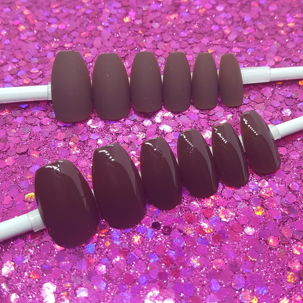 Ready To Wear – Mocha Latte | Deep Brown | Coffin or Stiletto Nail Set Press On
