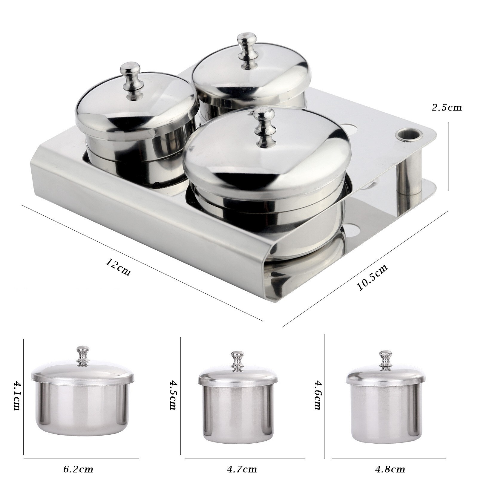 Silver Stainless Steel Nail Art Manicure Acrylic Powder & Liquid Set Storage Cup