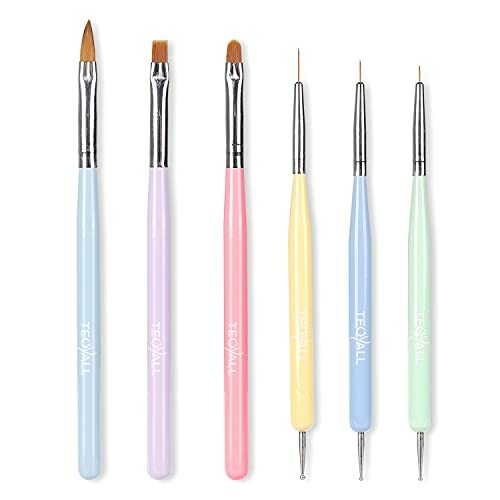 Nail Art Brushes TEOYALL Nail Design Painting Brushes Builder Gel Brush Nail …