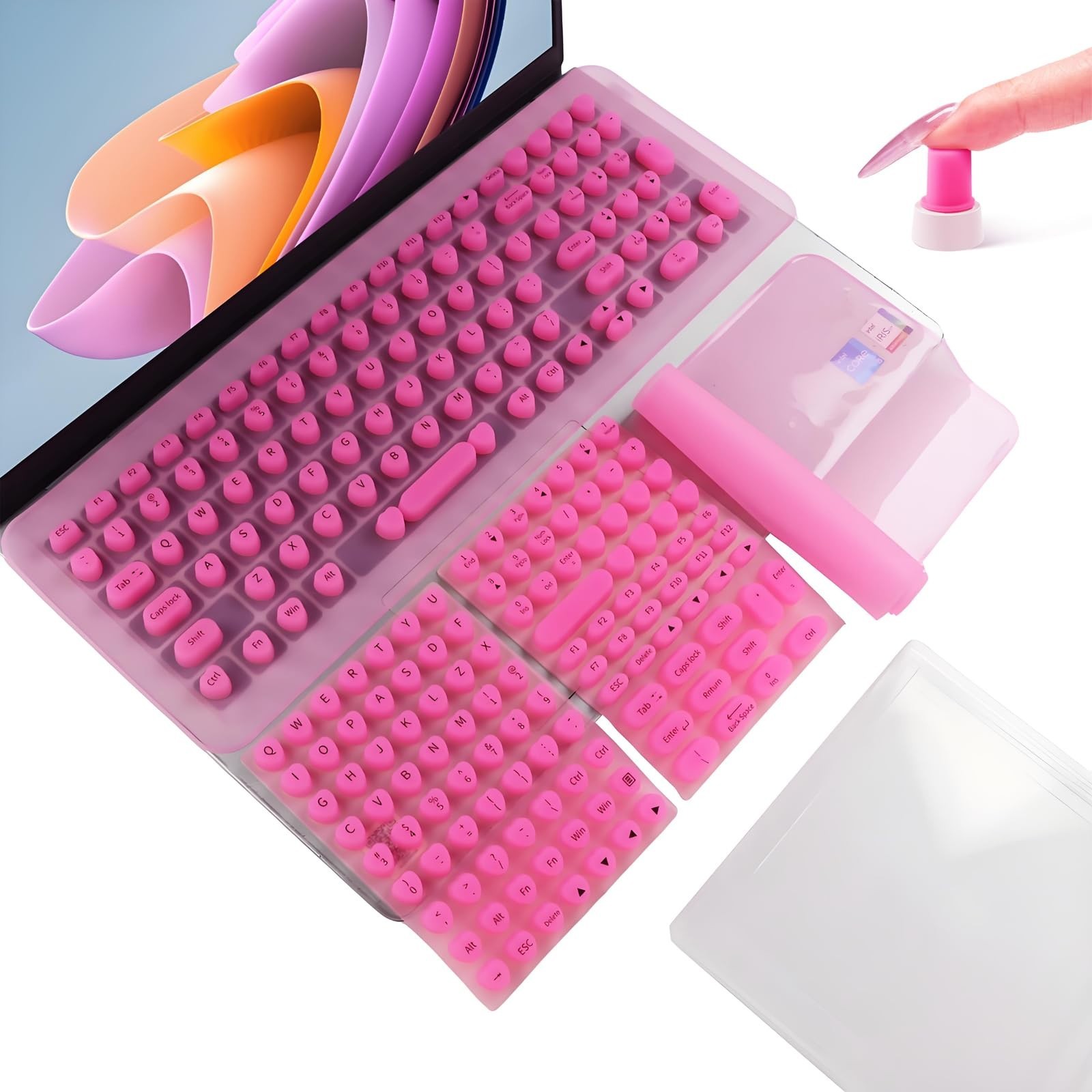 Long Nail Keyboard Stickers & Cover – 119 Keys for 15-17″ Laptops, Gift Set