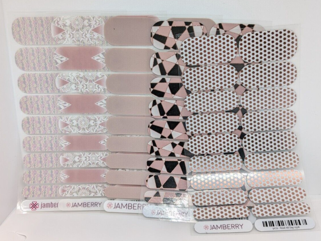 Jamberry Nail Wraps Full Sheets – Blush Pink White Pastel Design Lot of 5