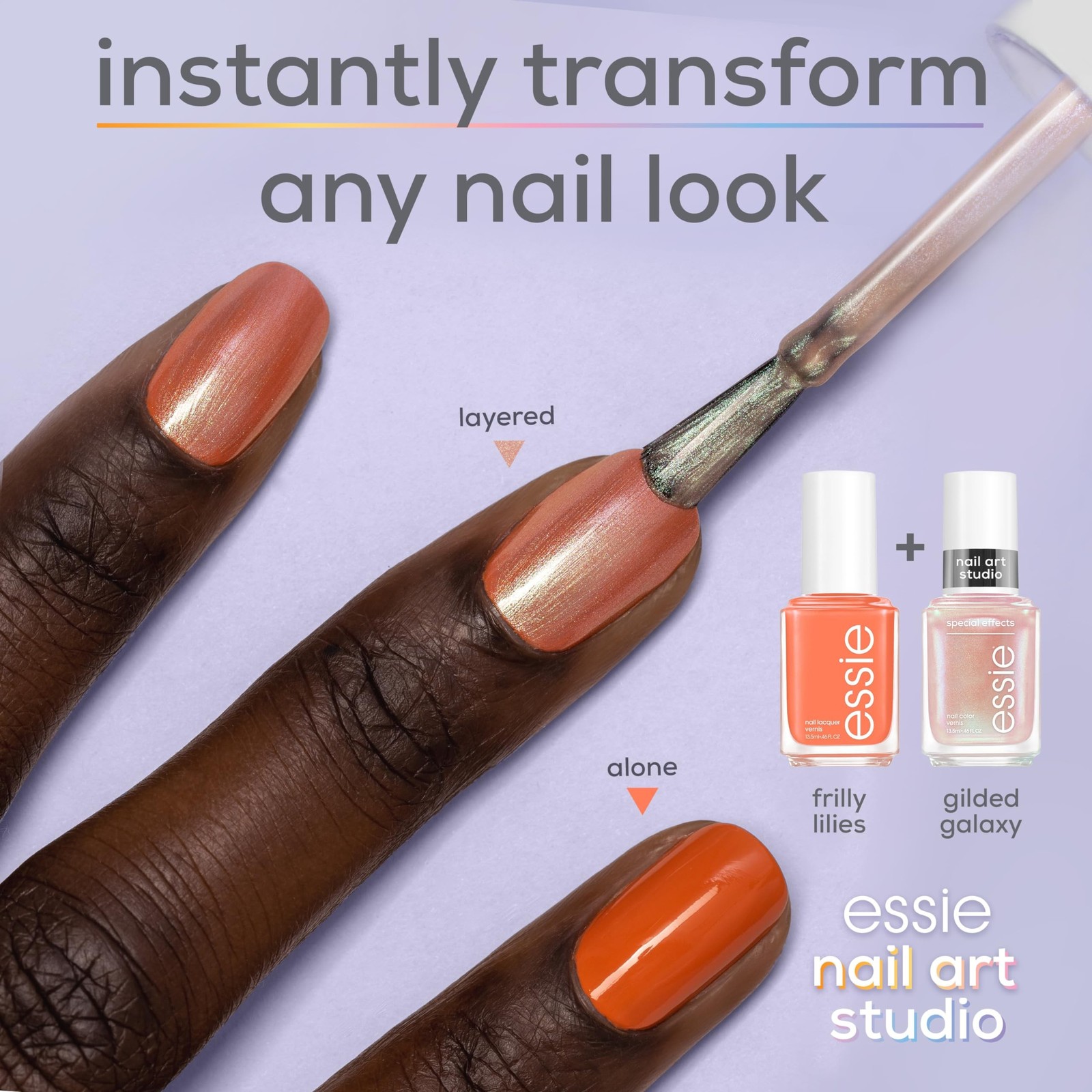 essie Nail Art Studio Special Effects Chrome Polish, Vegan, Peach Nail Polish…