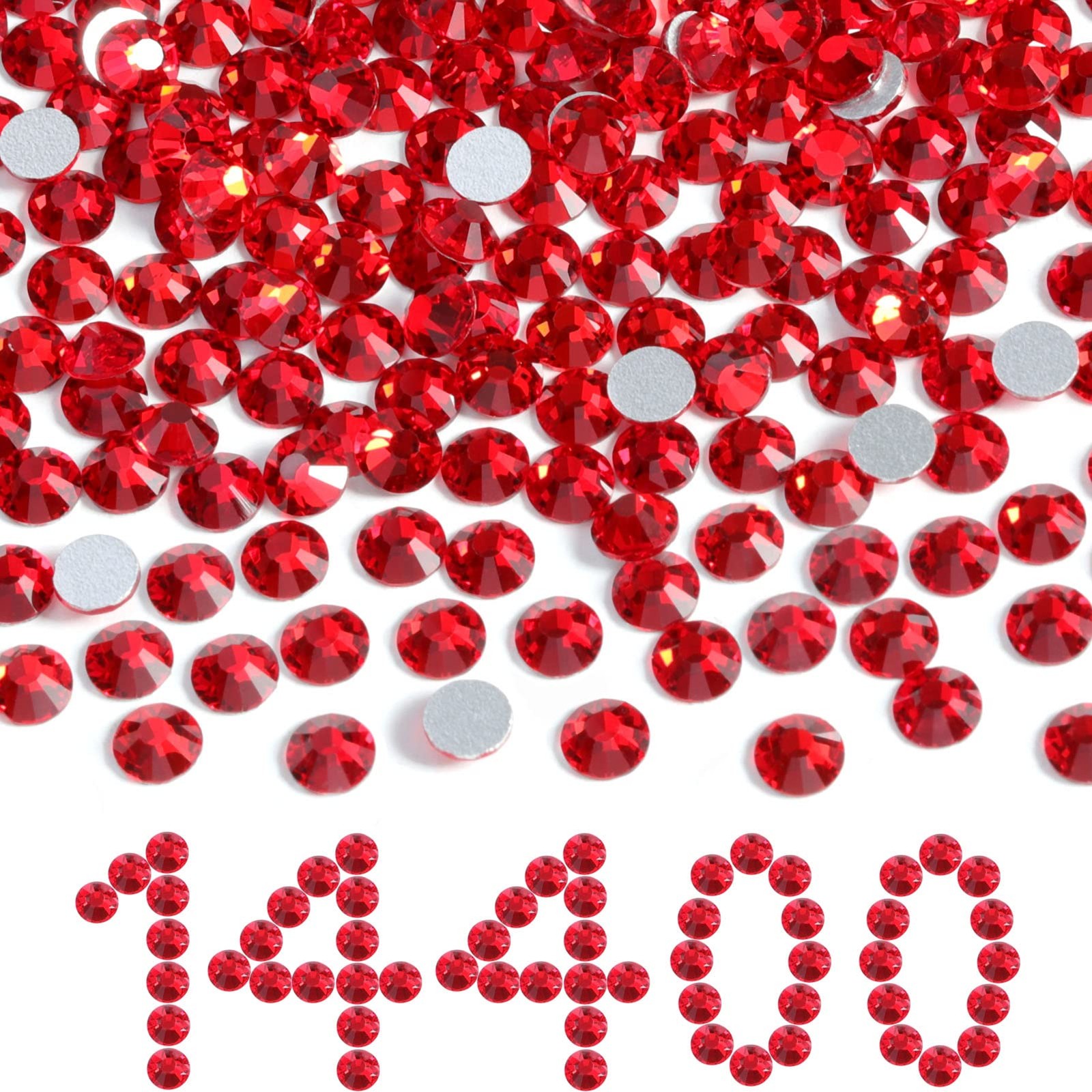 Flatback Rhinestones Bulk,14400pcs Red Rhinestones for Crafts Clothes DIY Dec…