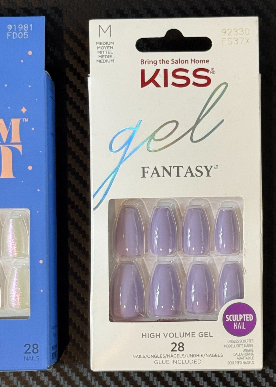 Lot Of 2 Kiss Gel Fantasy Dream Dust & High Volume Sculpted Press-On Nails