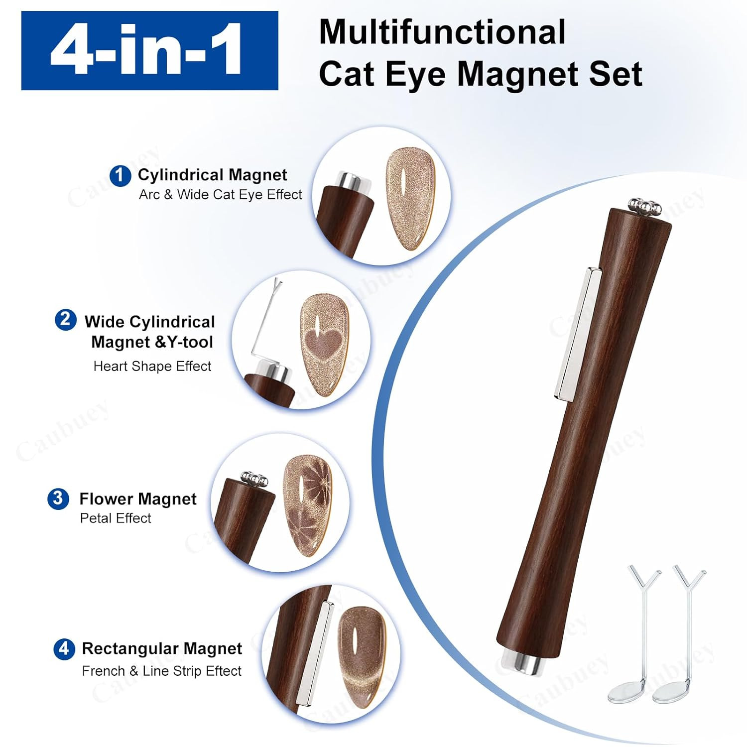 4 in 1 Cat Eye Nail Magnet Stick with Heart Shaped Tool, Multifunctional Magneti