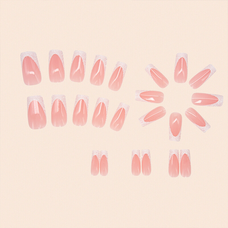Wearable Fake Nails Bling 24Pcs Designs Medium Long Coffin Decor False Nails
