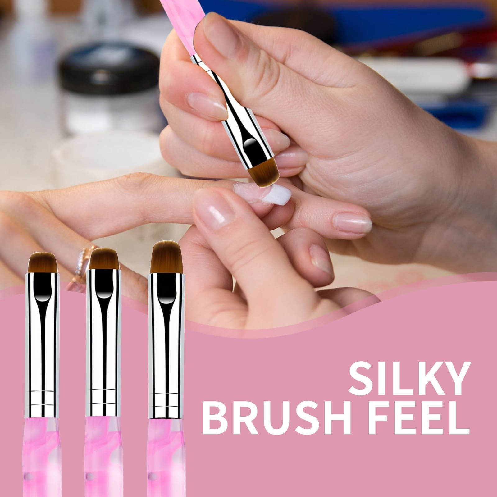 French Manicure Brush, 2 Way French Nail Brush with Dotting Tool for Manicure…